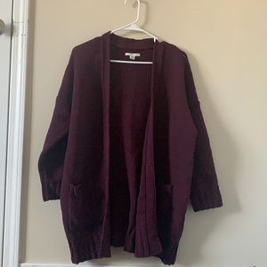 burgundy knitted cardigan